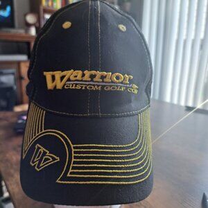 Warrior Custom Golf Hat Adult Mens Black Strapback Adjustable Cap Hook Loop